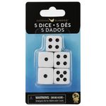 Set de 5 Dados Clásicos para Juegos de Mesa Color Blanco