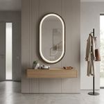 Espejo LED Ovalado de 70 cm Decorativo Antiempañante con Luz Regulable para Pared