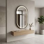 Espejo LED Ovalado de 70 cm Decorativo Antiempañante con Luz Regulable para Pared