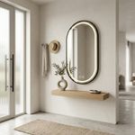 Espejo LED Ovalado de 70 cm Decorativo Antiempañante con Luz Regulable para Pared