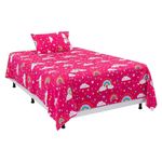 Set de Sábanas Imperial Diseño de Arcoíris Color Rojo Multicolor de 2 Piezas
