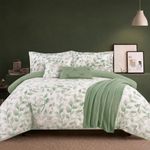 Set de Edredón de 6 Piezas King en Microfibra Diseño Verde y Blanco