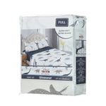 Set de Sábanas Dino Full Queen con Diseño de Dinosaurios Color Blanco y Azul de 2 Piezas