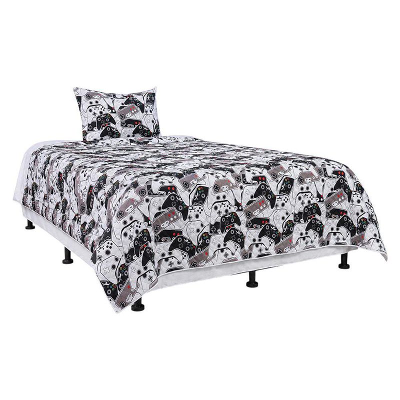 Set de Cubrecama Pinsonic Imperial con Diseño Gamer Multicolor de 2 Piezas