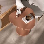 Mesa Auxiliar Bel de MDF y Metal para Sala 45 x 45 x 55 cm Color Terracota y Dorado