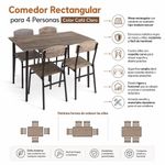 Comedor Rectangular para 4 Personas Color Café Claro