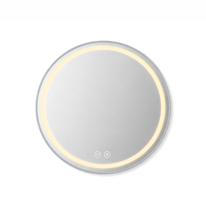 Espejo Redondo con Luz LED Táctil de 80 cm para Baño o Tocador Borde Color Plateado