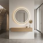 Espejo LED Redondo de 80 cm Decorativo Antiempañante con Luz Regulable para Pared