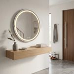 Espejo LED Redondo de 80 cm Decorativo Antiempañante con Luz Regulable para Pared