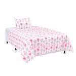 Set de Cubrecama Pinsonic Imperial con Diseño de Globos Color Blanco y Rosado de 2 Piezas