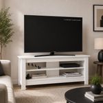 Rack Ángelo Blanco para TV y Entretenimiento con 3 Niveles de 136 x 32.5 x 35 cm