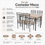 Set de Comedor Meco para 4 Personas Color Nuez Claro y Negro