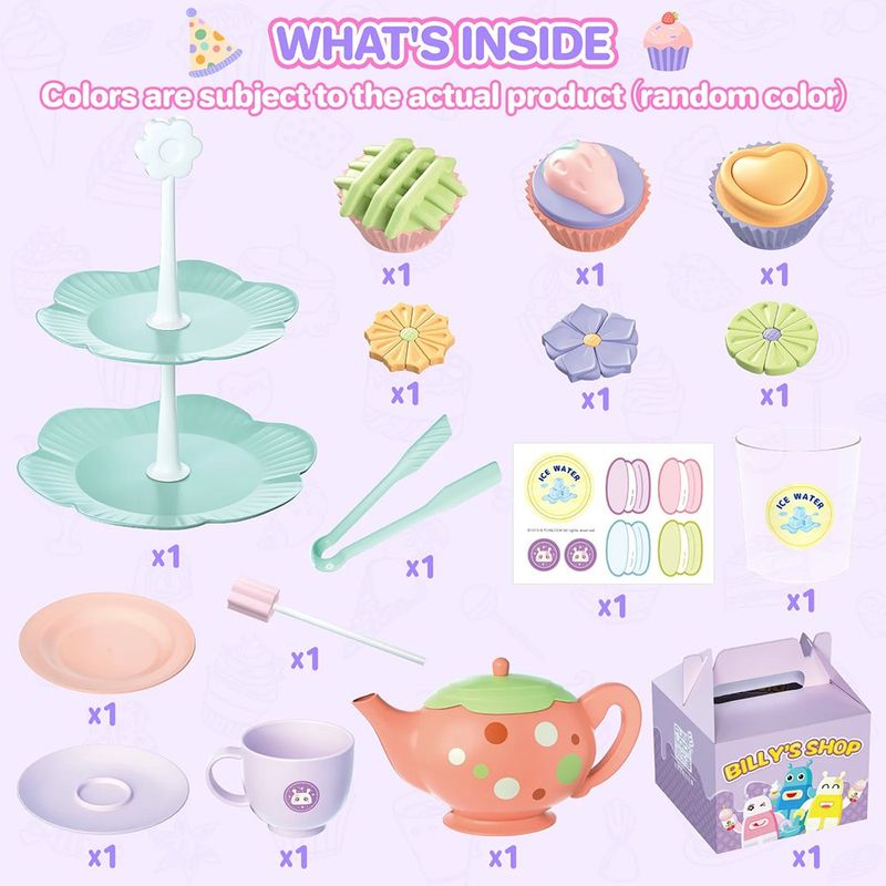 Set de Té Color Change con Tetera, Postres y Accesorios para Servir
