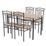 Set de Comedor Meco para 4 Personas Color Nuez Claro y Negro