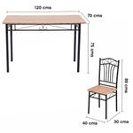 Set de Comedor Meco para 4 Personas Color Nuez Claro y Negro