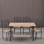 Set de Comedor Meco para 4 Personas Color Nuez Claro y Negro
