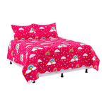 Set de Cubrecama Pinsonic Queen con Diseño de Arcoíris Color Rojo de 3 Piezas