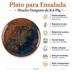Plato para Ensalada Diseño Outgono de 8.6 Plg Color Azul y Cobre