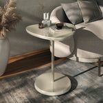 Mesa Auxiliar Bel de 45 x 45 x 55 cm con Cubierta Triangular Redondeada Color Crema