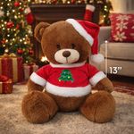 Oso de Peluche Navideño con Gorro de Santa Claus 13 Plg