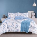 Set de Edredón de 6 Piezas King en Microfibra Diseño Azul y Blanco