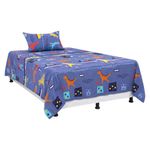 Set de Sábanas Imperial Diseño de Dinosaurios Color Azul Multicolor de 2 Piezas