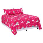 Set de Sábanas Queen Diseño de Arcoíris Color Rojo Multicolor de 3 Piezas