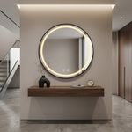 Espejo LED Redondo de 60 cm Decorativo Antiempañante con Luz Regulable para Pared
