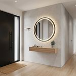 Espejo LED Redondo de 60 cm Decorativo Antiempañante con Luz Regulable para Pared