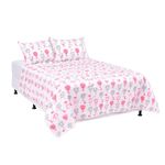 Set de Cubrecama Pinsonic Queen con Diseño de Globos Color Blanco y Rosado de 3 Piezas