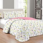 Set de Cubrecama Jardín Infantil Twin con Diseño Floral Multicolor de 3 Piezas