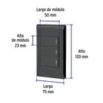Interruptor Triple Lisboa Color Negro para Pared de 75 x 120 mm