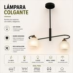 Lámpara de Techo de 2 Luces E27 y 40W Color Negro