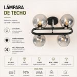 Lámpara Interior para Pared Base E14 de 40W Modelo Nómada Negro 4 Luces