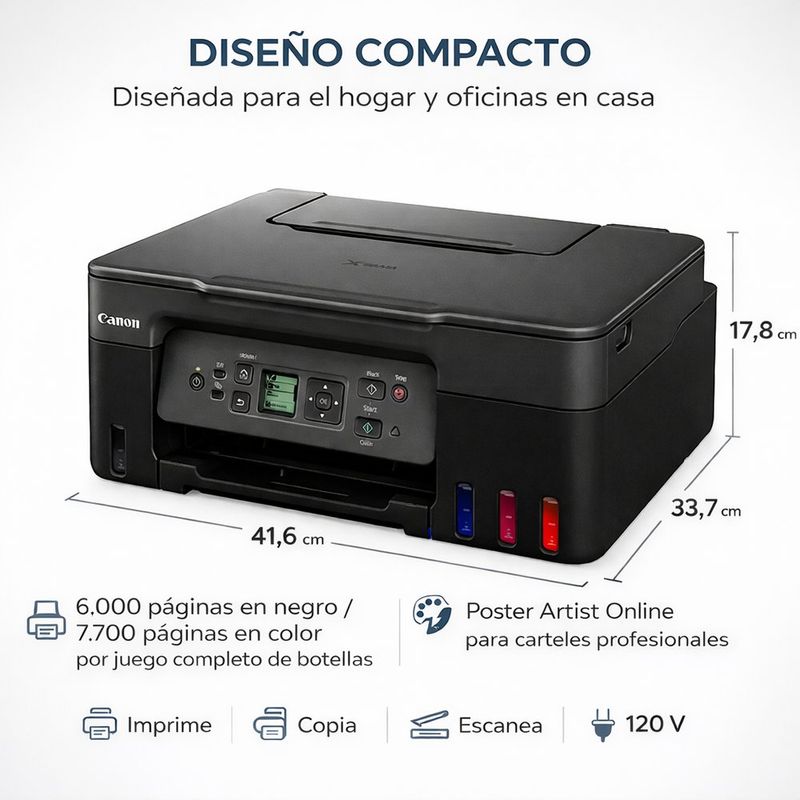 Impresora Multifuncional Pixma G3170 3 en 1 con Wi-Fi y Tinta Continua