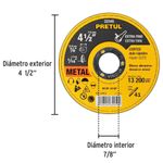 Disco Abrasivo para Corte Fino en Metal 4-1/2 X 1/16 Plg