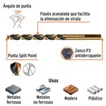 Broca para Metal Fabricada en Acero Rápido Línea Trugold 1/4 plg