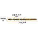 Broca para Metal Fabricada en Acero Rápido Línea Trugold 1/4 plg