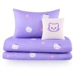 Set de Edredón Imperial Diseño de Gatitos Color Lila de 3 Piezas