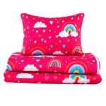 Set de Cubrecama Pinsonic Imperial con Diseño de Arcoíris Color Rojo de 2 Piezas