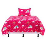 Set de Cubrecama Pinsonic Imperial con Diseño de Arcoíris Color Rojo de 2 Piezas