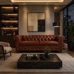 Sofá Chesterfield Café 3 Plazas 132X82X84 Cm