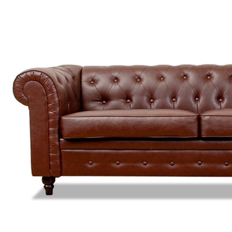 Sofá Chesterfield Café 3 Plazas 132X82X84 Cm