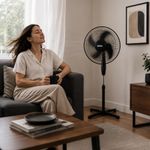 Ventilador de Pedestal 16 Plg Color Negro con Base Cruzada
