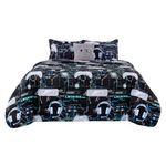 Set de Edredón Queen Diseño Gamer con Cojín Decorativo de 4 Piezas
