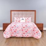 Set de Edredón Queen Diseño de Nubes y Arcoíris Color Rosado de 4 Piezas