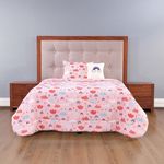 Set de Edredón Imperial Diseño de Nubes y Arcoíris Color Rosado de 3 Piezas