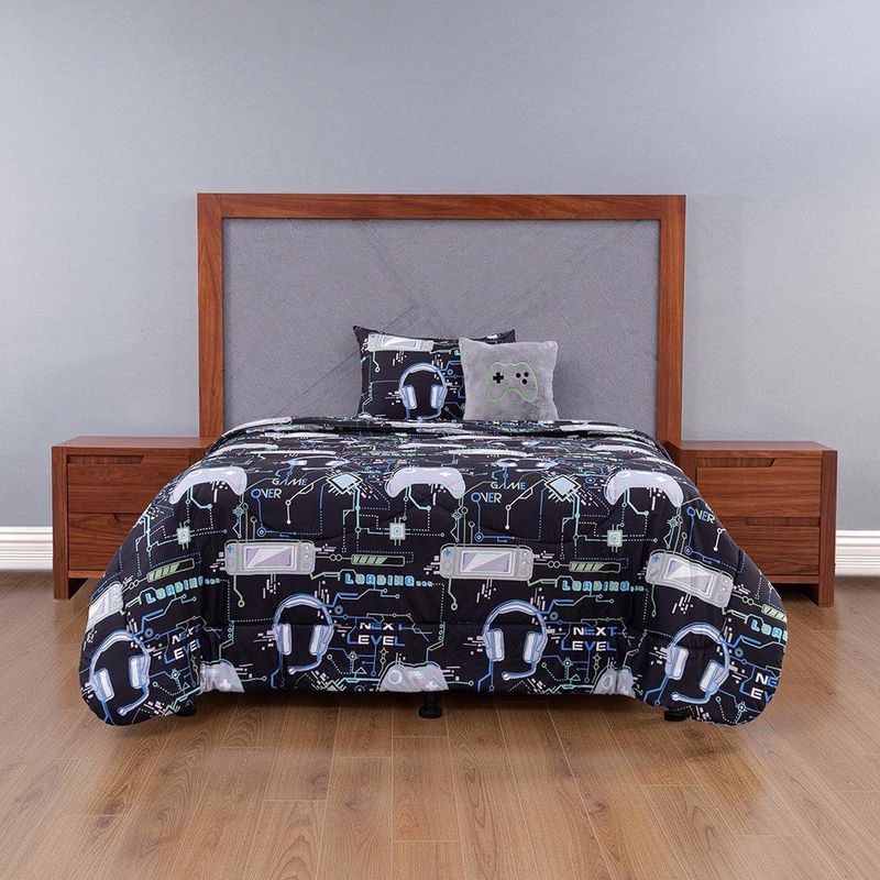 Set de Edredón Imperial Diseño Gamer con Cojín Decorativo de 3 Piezas