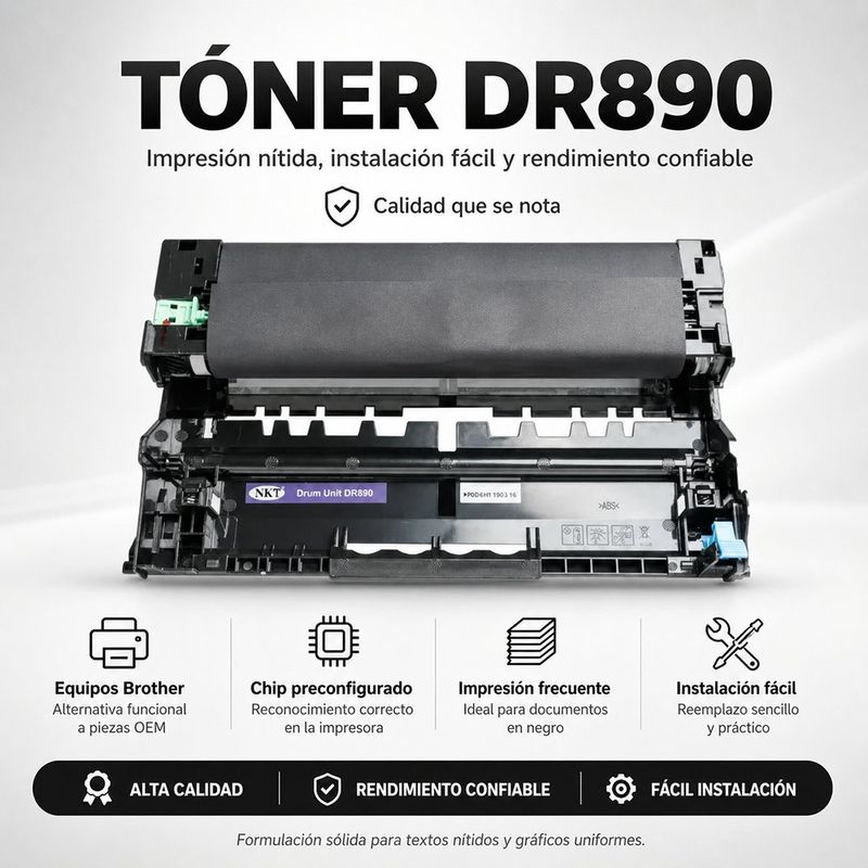 Cartucho de Tóner/Tambor NKT Compatible Brother DR890 Negro 30,000 Páginas
