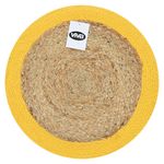 Individual Redondo Trenzado de Yute y Algodón para Mesa de 38 cm Borde Amarillo